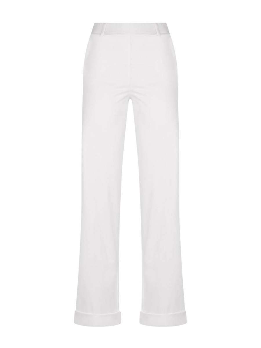 Pantaloni A Gamba Dritta | Ragno Pantalone Dritto Con Tasche In Satin Power - Bianco