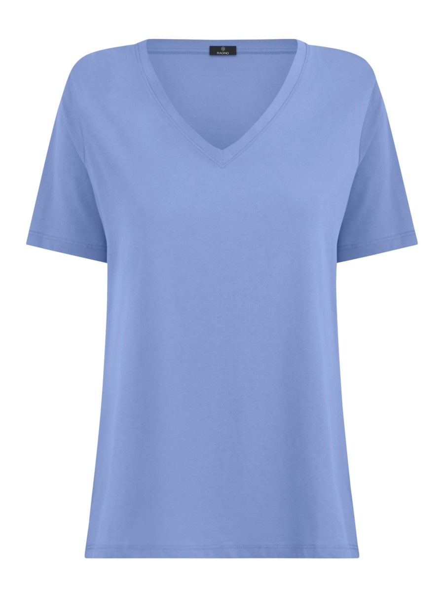 Magliette E T-Shirt | Ragno Maglietta Con Scollo A V In Ultralight - Hydrangea