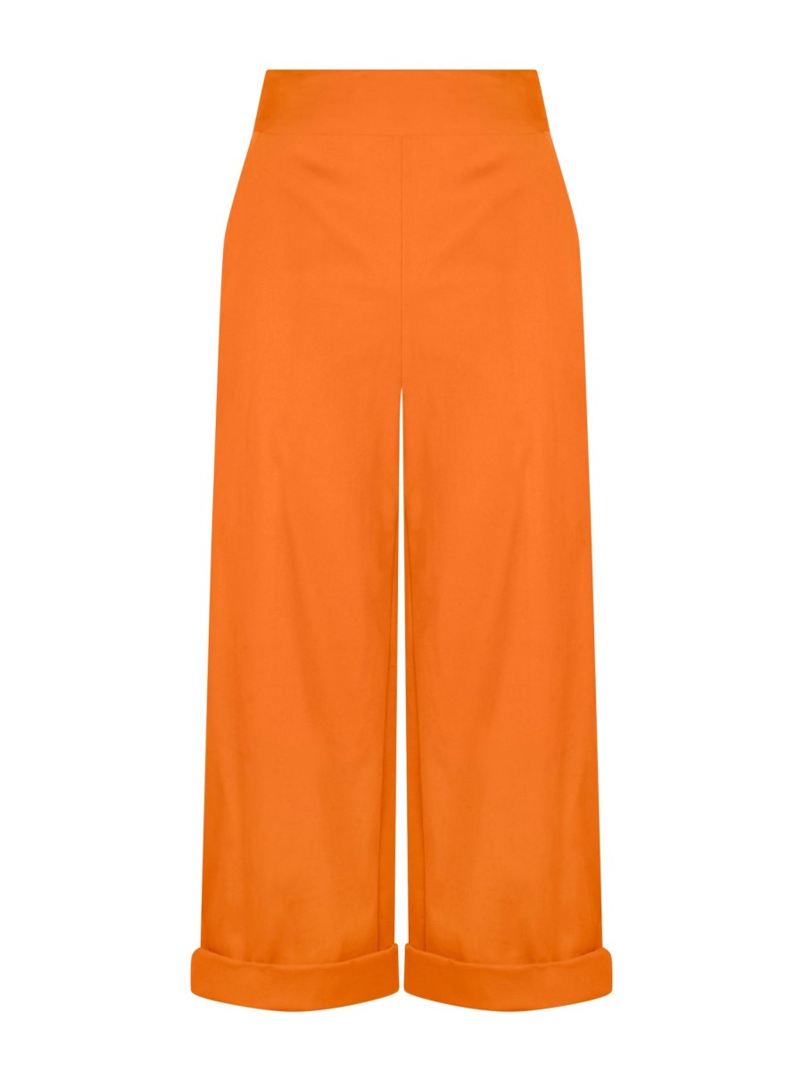 Pantaloni Cropped | Ragno Pantalone Ampio Alla Caviglia Con Tasche In Satin Power - Persimmon Orange