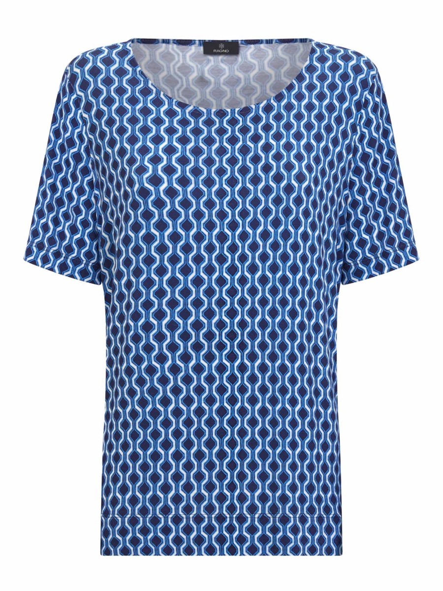 Magliette E T-Shirt | Ragno Maglietta Girocollo In Jersey Di Viscosa Crepe - Fant. Blueberry