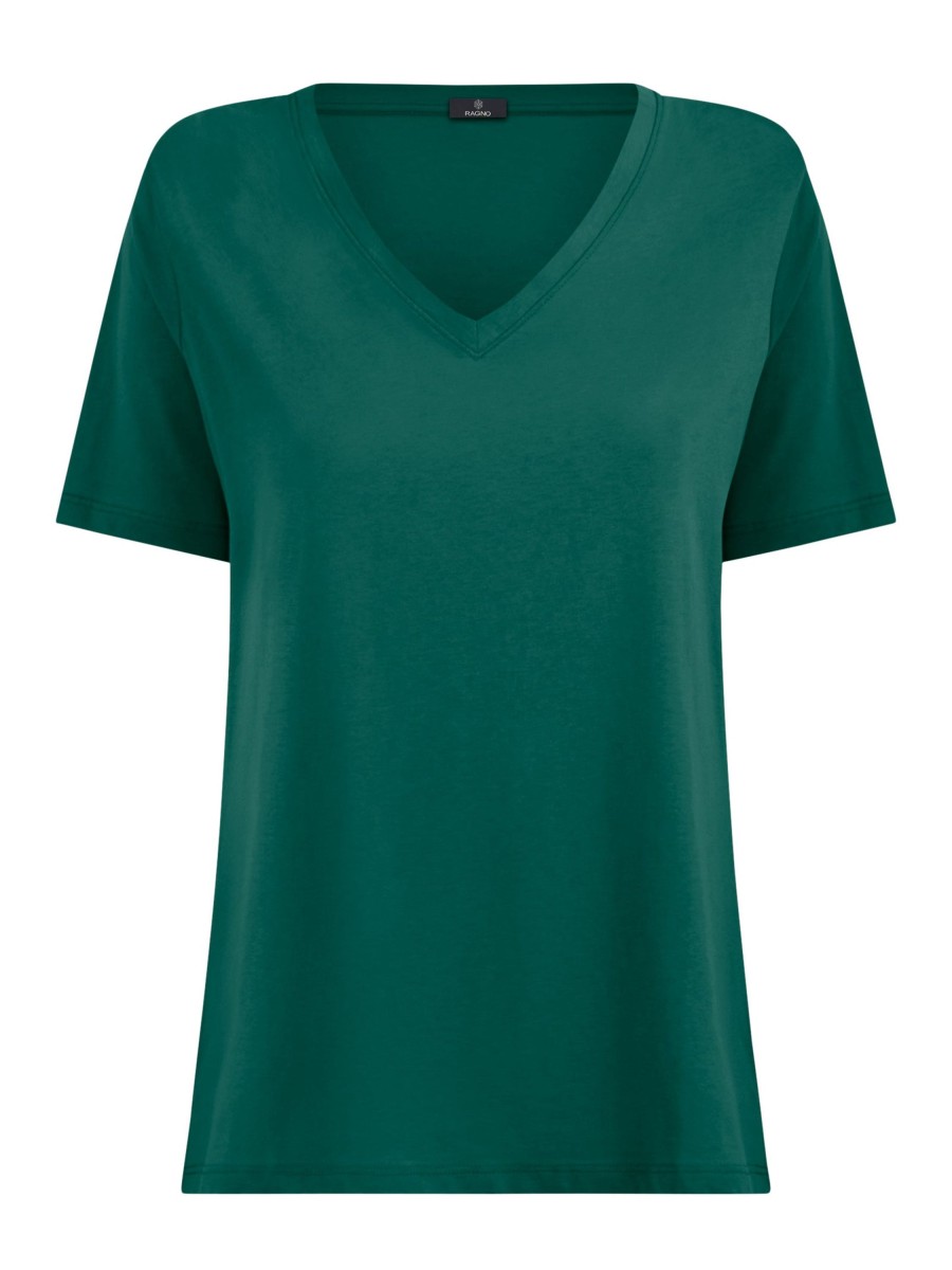 Magliette E T-Shirt | Ragno Maglietta Con Scollo A V In Ultralight - Aventurine