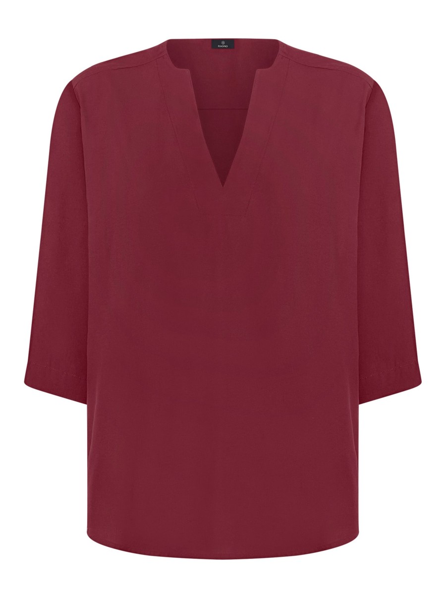 Bluse | Ragno Blusa Con Scollo A V In Ecoseta - Tibetan Red