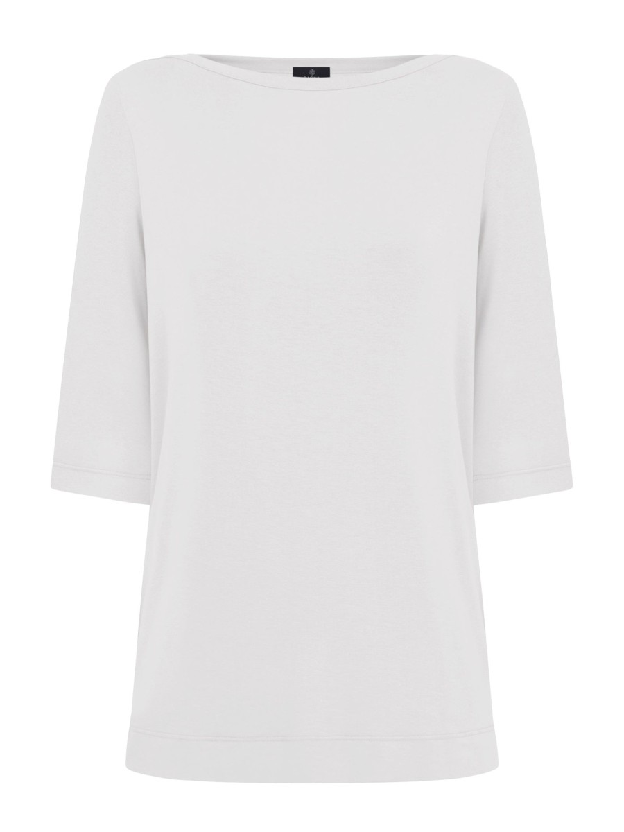 Magliette E T-Shirt | Ragno T-Shirt Con Manica 3/4 In Misto Viscosa - Bianco