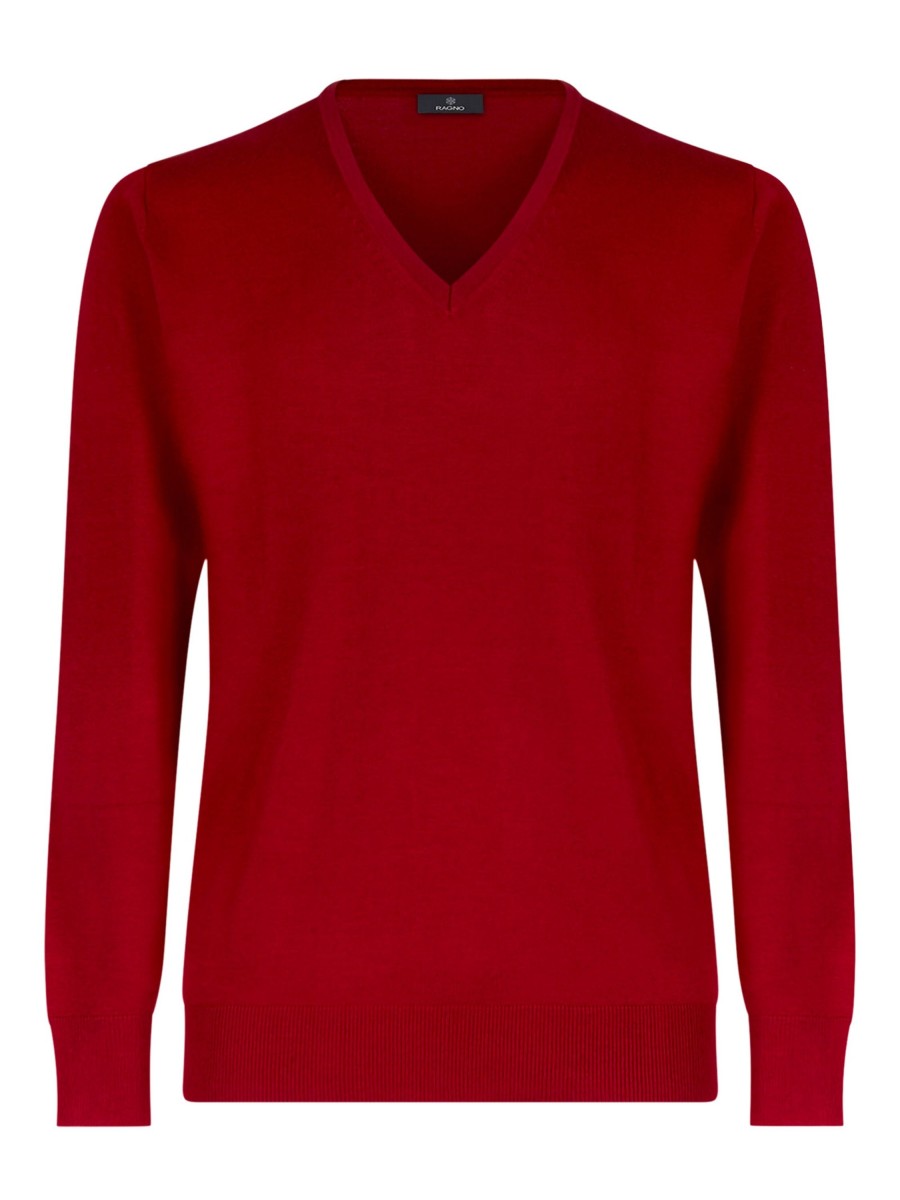 Scollo A V | Ragno Pull Scollo A V In Filato Winter Basic - Tibetan Red