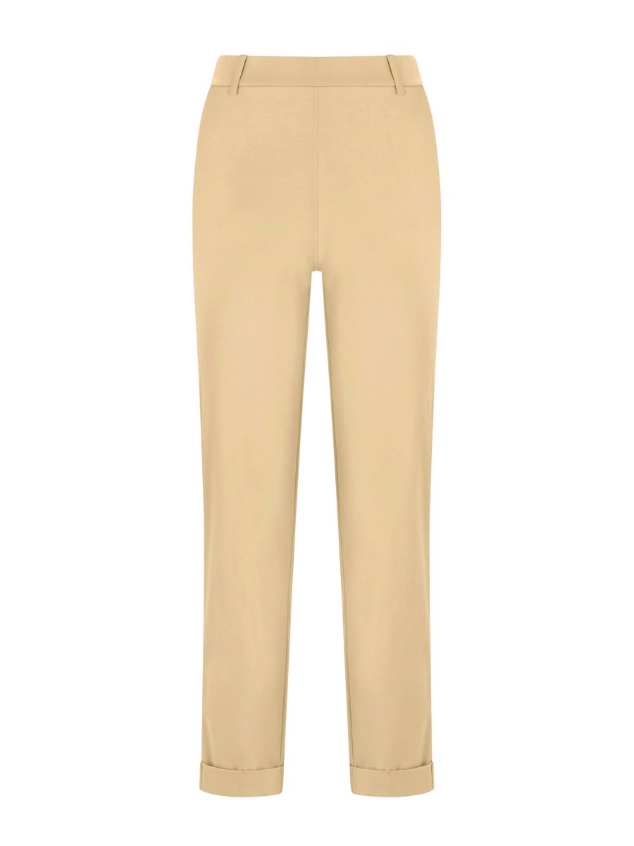 Pantaloni A Gamba Dritta | Ragno Pantalone Dritto Con Tasche Corto In Compact Light - Irish Cream