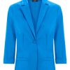 Tailleur Giacca E Pantaloni | Ragno Blazer Con Manica 3/4 In Satin Power - Ibiza Blue