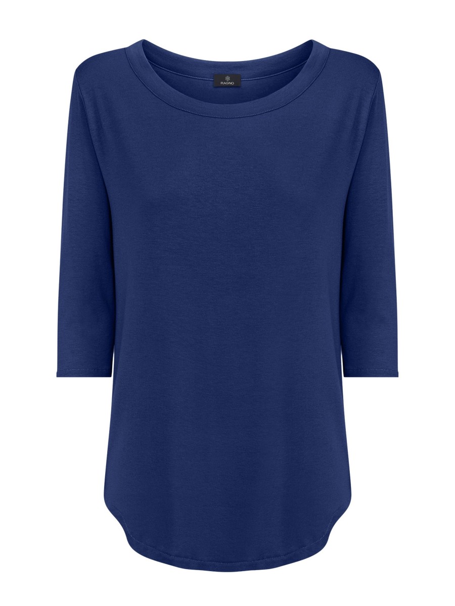 Magliette E T-Shirt | Ragno Maglietta Girocollo In Viscosa Summer - Blueberry