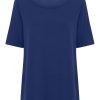 Magliette E T-Shirt | Ragno T-Shirt Girocollo A Manica Corta In Misto Viscosa - Blueberry