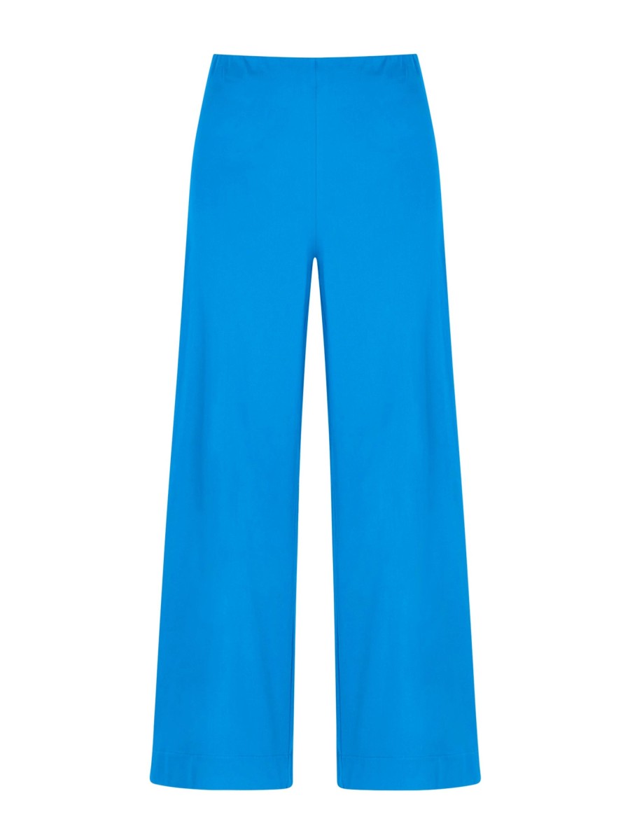 Tailleur Giacca E Pantaloni | Ragno Pantalone Ampio Alla Caviglia In Satin Power - Ibiza Blue