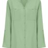 Camicie | Ragno Camicia Con Collo Alla Coreana In Ecoseta - Quiet Green