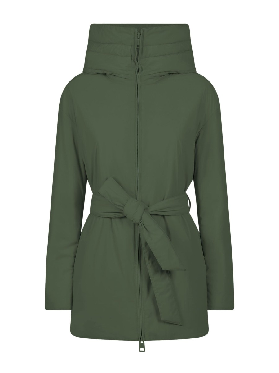 Piumerino | Ragno Piumerino - Trench Imbottito In Lana Con Cappuccio - Kombu Green