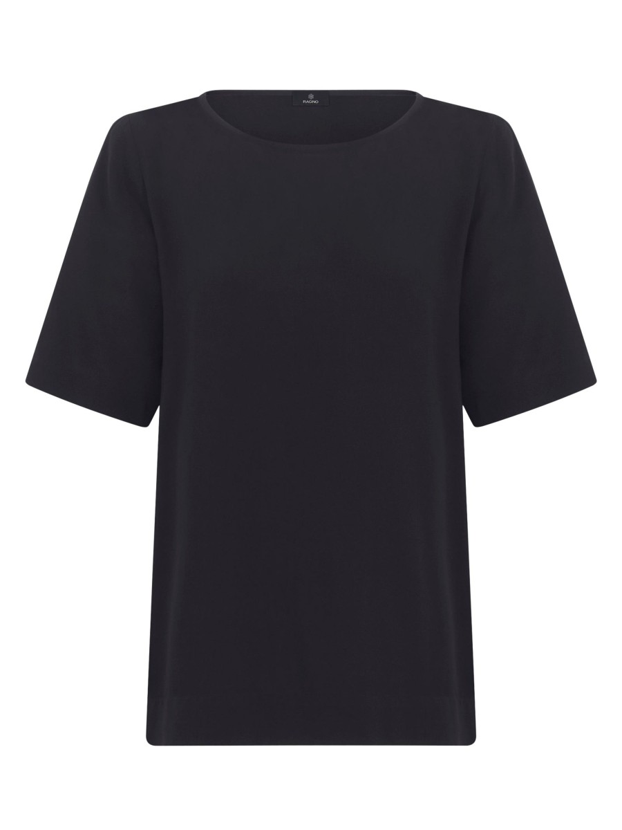 Bluse | Ragno Blusa A Manica Corta In Ecoseta - Nero