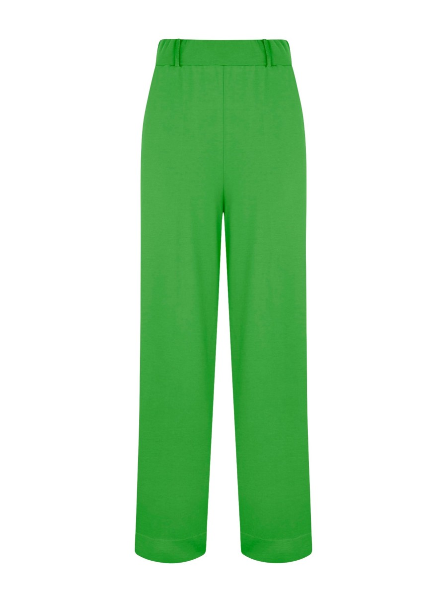 Pantaloni Cropped | Ragno Pantalone Ampio Alla Caviglia Con Tasche In Compact Light - Classic Green