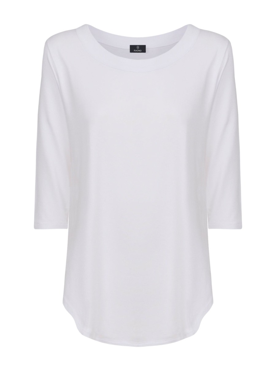 Magliette E T-Shirt | Ragno Maglietta Girocollo In Viscosa Summer - Bianco