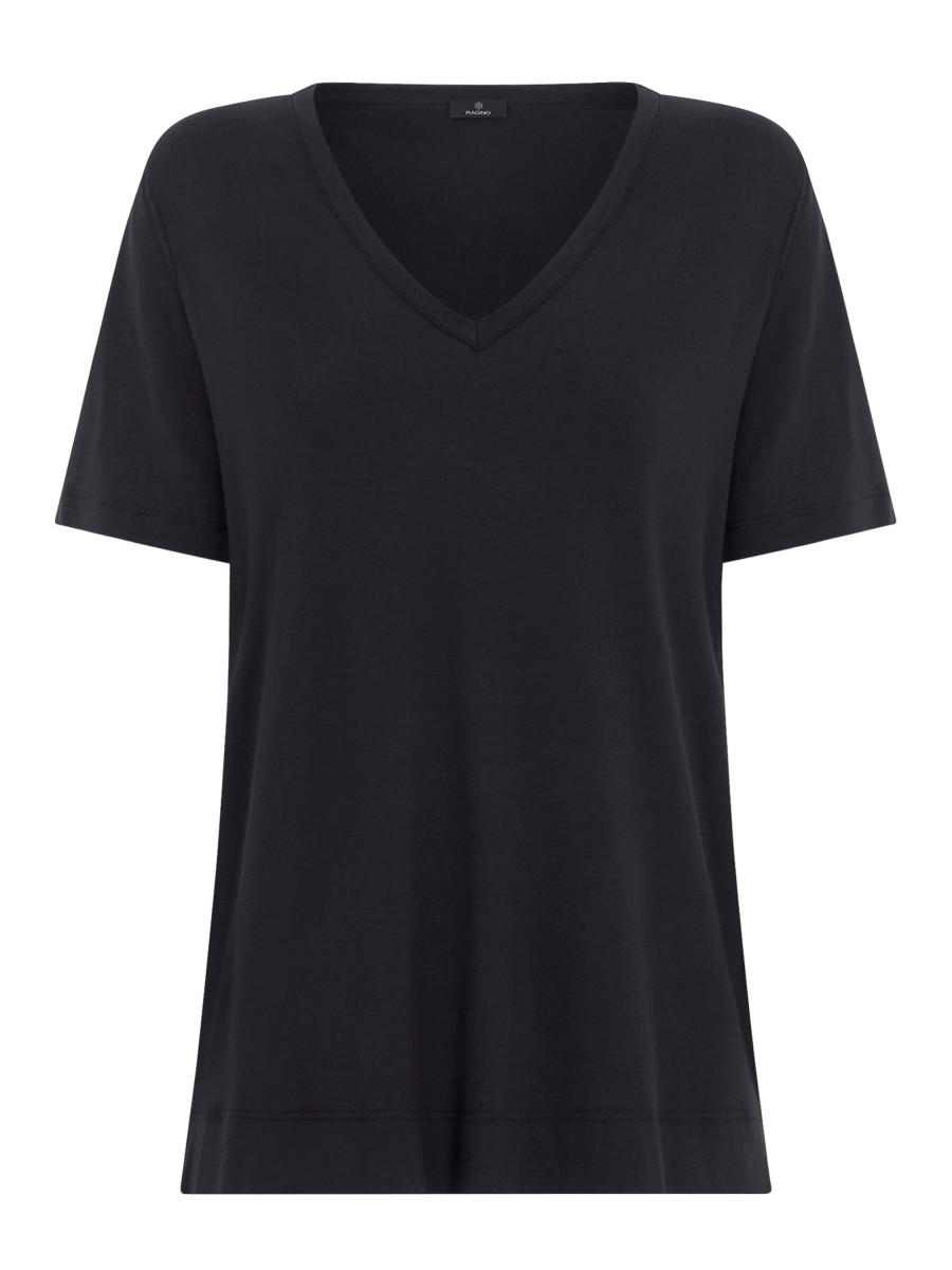 Magliette E T-Shirt | Ragno Maglietta Con Scollo A V In Ultralight - Nero