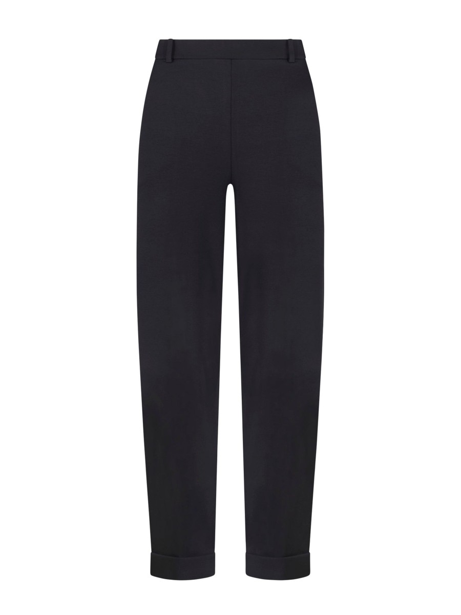 Pantaloni Cropped | Ragno Pantalone A Carota Con Tasche In Compact Light - Nero