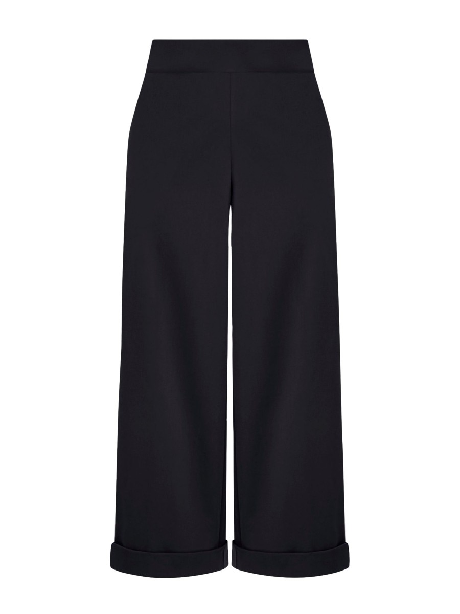 Tailleur Giacca E Pantaloni | Ragno Pantalone Ampio Alla Caviglia Con Tasche In Satin Power - Nero