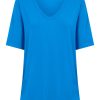 Magliette E T-Shirt | Ragno T-Shirt Con Scollo A V In Misto Viscosa - Ibiza Blue