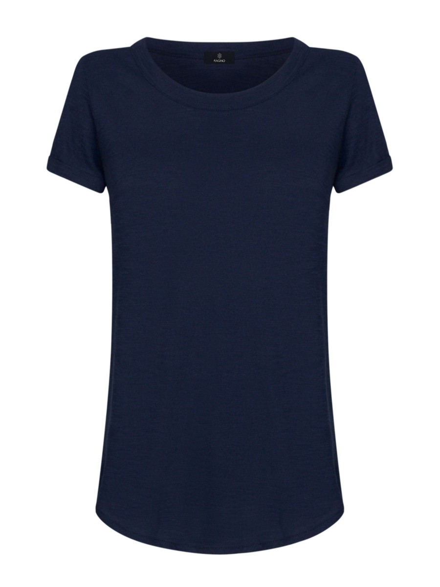 Magliette E T-Shirt | Ragno T-Shirt Girocollo In Slub Jersey Di Cotone - Bleu