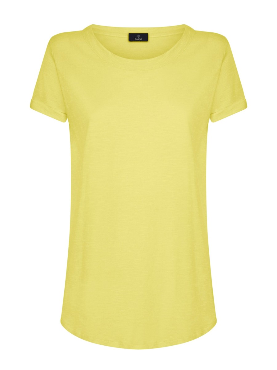 Magliette E T-Shirt | Ragno T-Shirt Girocollo In Slub Jersey Di Cotone - Evening Primrose