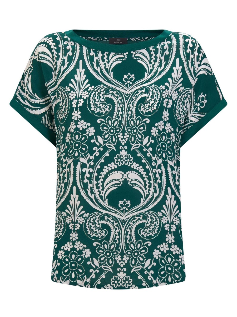 Magliette E T-Shirt | Ragno Maglietta Girocollo In Viscosa Summer - Fant.Bandana Aventurine