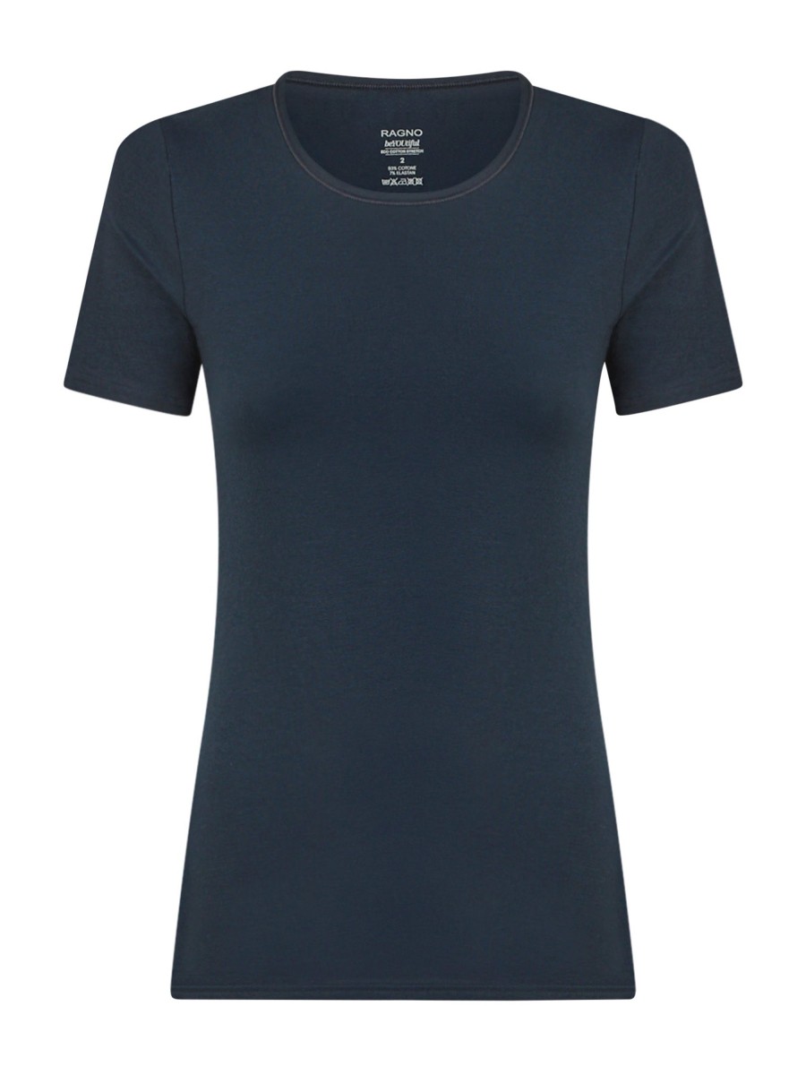 Top E Magliette | Ragno Beyoutiful - Maglietta In Cotone Elasticizzato Extra Fine - Bleu