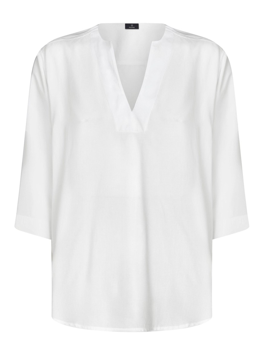 Bluse | Ragno Blusa Con Scollo A V In Ecoseta - Bianco