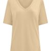 Magliette E T-Shirt | Ragno T-Shirt Con Scollo A V In Misto Viscosa - Irish Cream