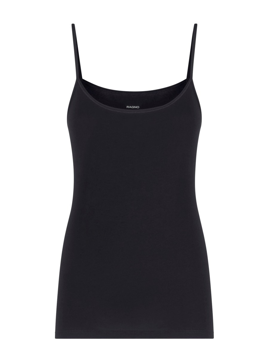 Top E Magliette | Ragno Beyoutiful - Top In Cotone Elasticizzato Extra Fine - Nero