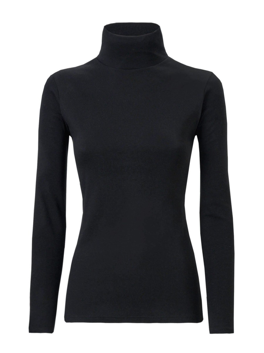 Maglie Sottogiacca | Ragno Maglietta Collo Alto In Eco Cotton - Nero