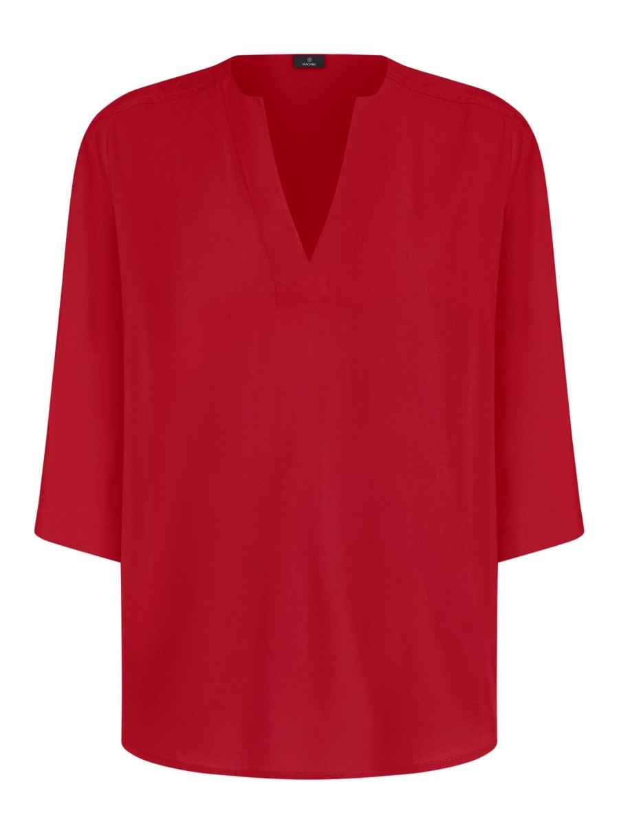 Bluse | Ragno Blusa Con Scollo A V In Ecoseta - Salsa