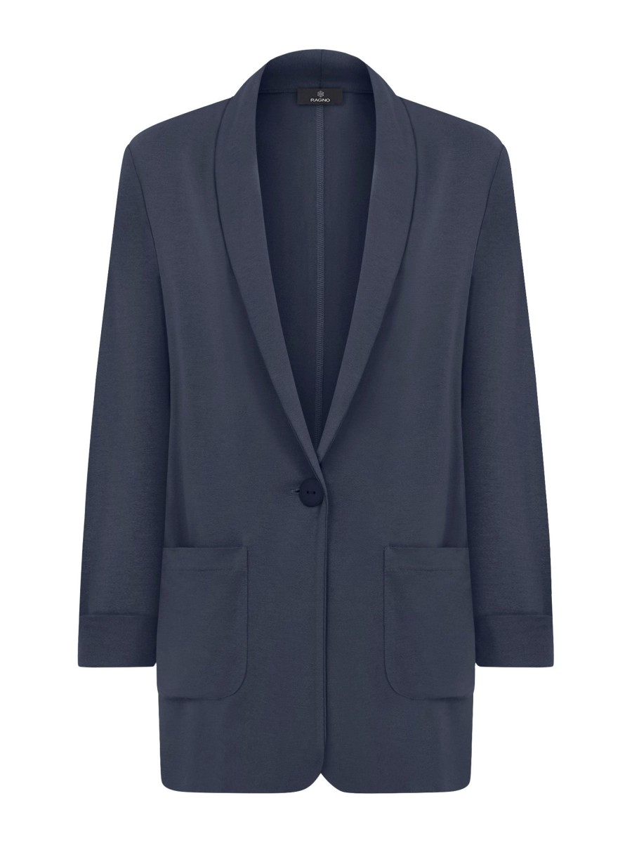 Completi Giacca E Pantaloni | Ragno Blazer Destrutturato In Jersey Di Viscosa Crepe - Bleu