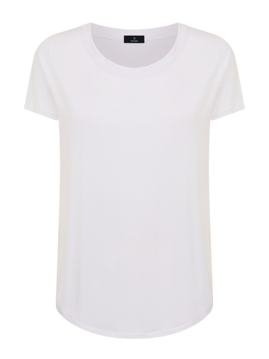 Magliette E T-Shirt | Ragno Maglietta A Manica Corta In Viscosa Summer - Bianco