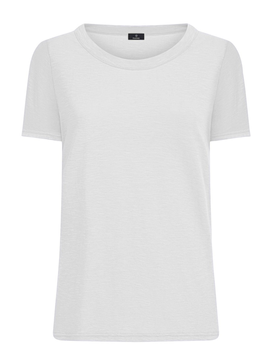 Magliette E T-Shirt | Ragno Maglietta Girocollo In Slub Jersey Di Cotone - Bianco