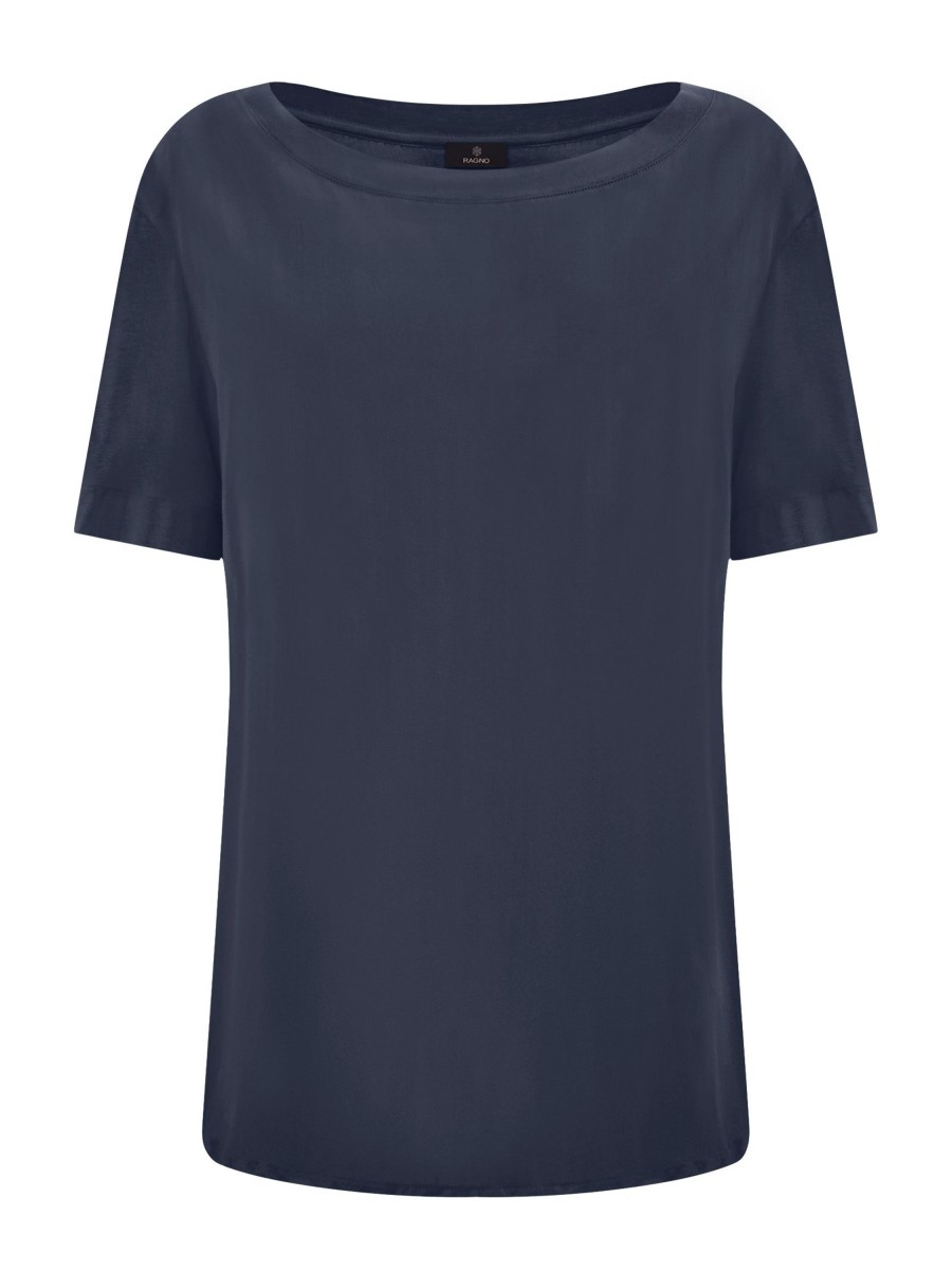 Magliette E T-Shirt | Ragno Maglietta Con Scollo A Barchetta In Viscosa Summer - Bleu