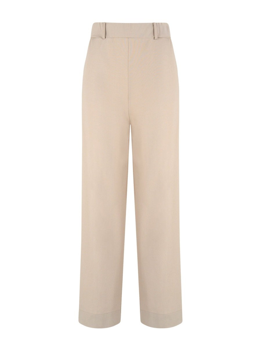 Pantaloni Cropped | Ragno Pantalone Ampio Alla Caviglia Con Tasche In Compact Light - Champignon