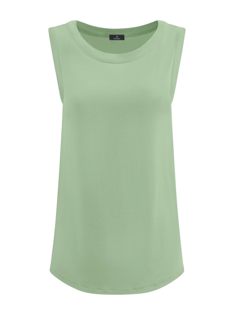 Top E Canotte | Ragno Top In Viscosa Summer - Quiet Green