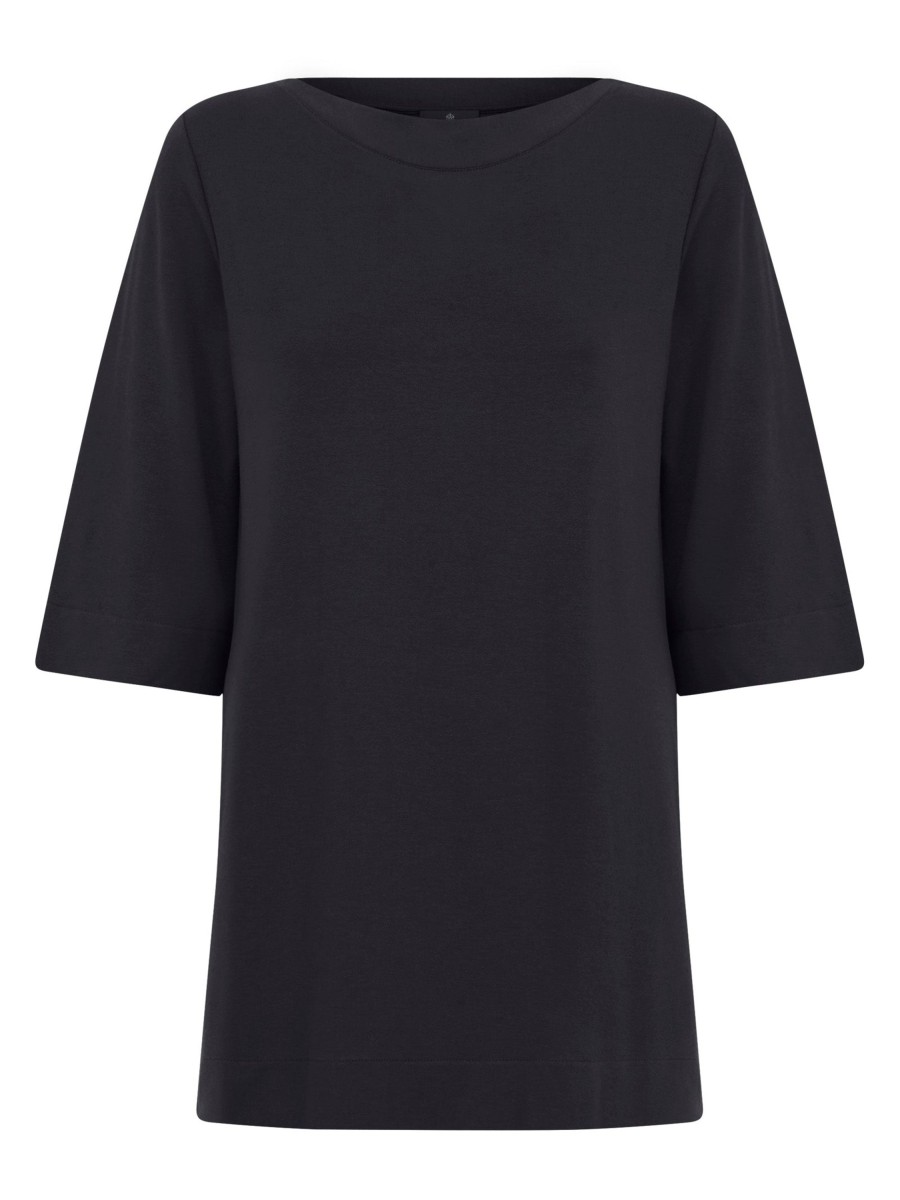 Maglie E Felpe | Ragno Maglia Con Manica 3/4 In Jersey Di Viscosa Crepe - Nero