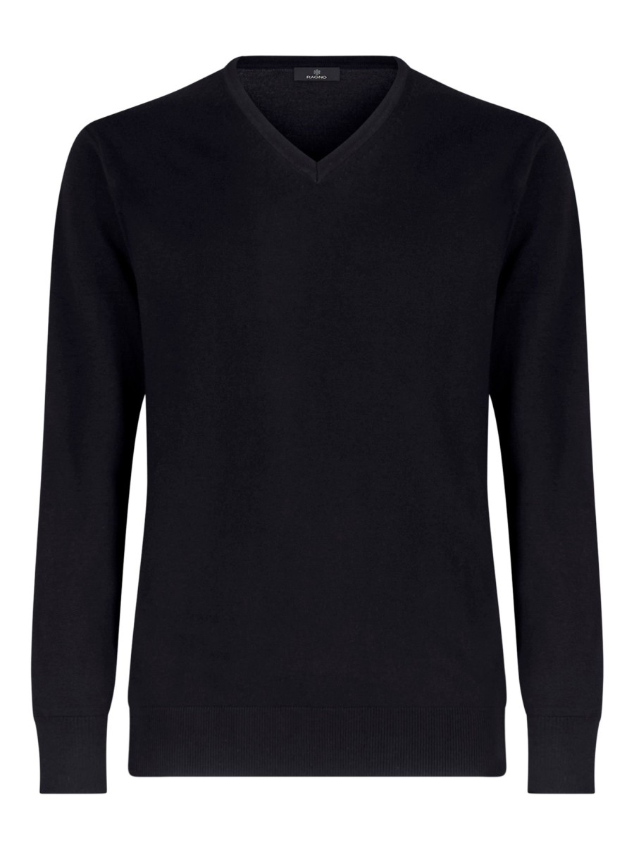 Scollo A V | Ragno Pull Scollo A V In Filato Winter Basic - Nero