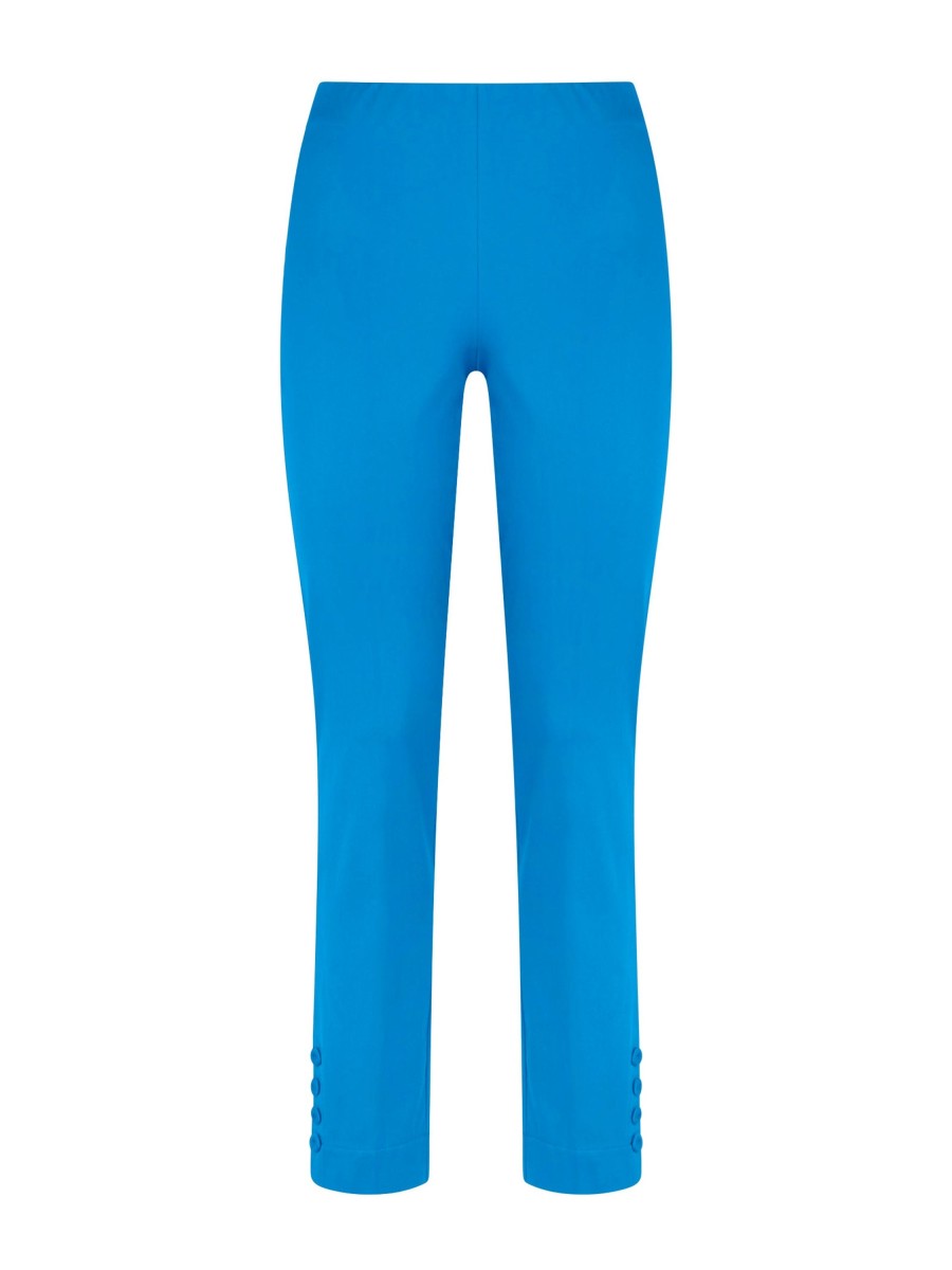 Pantaloni Capri | Ragno Pantalone Capri In Satin Power - Ibiza Blue