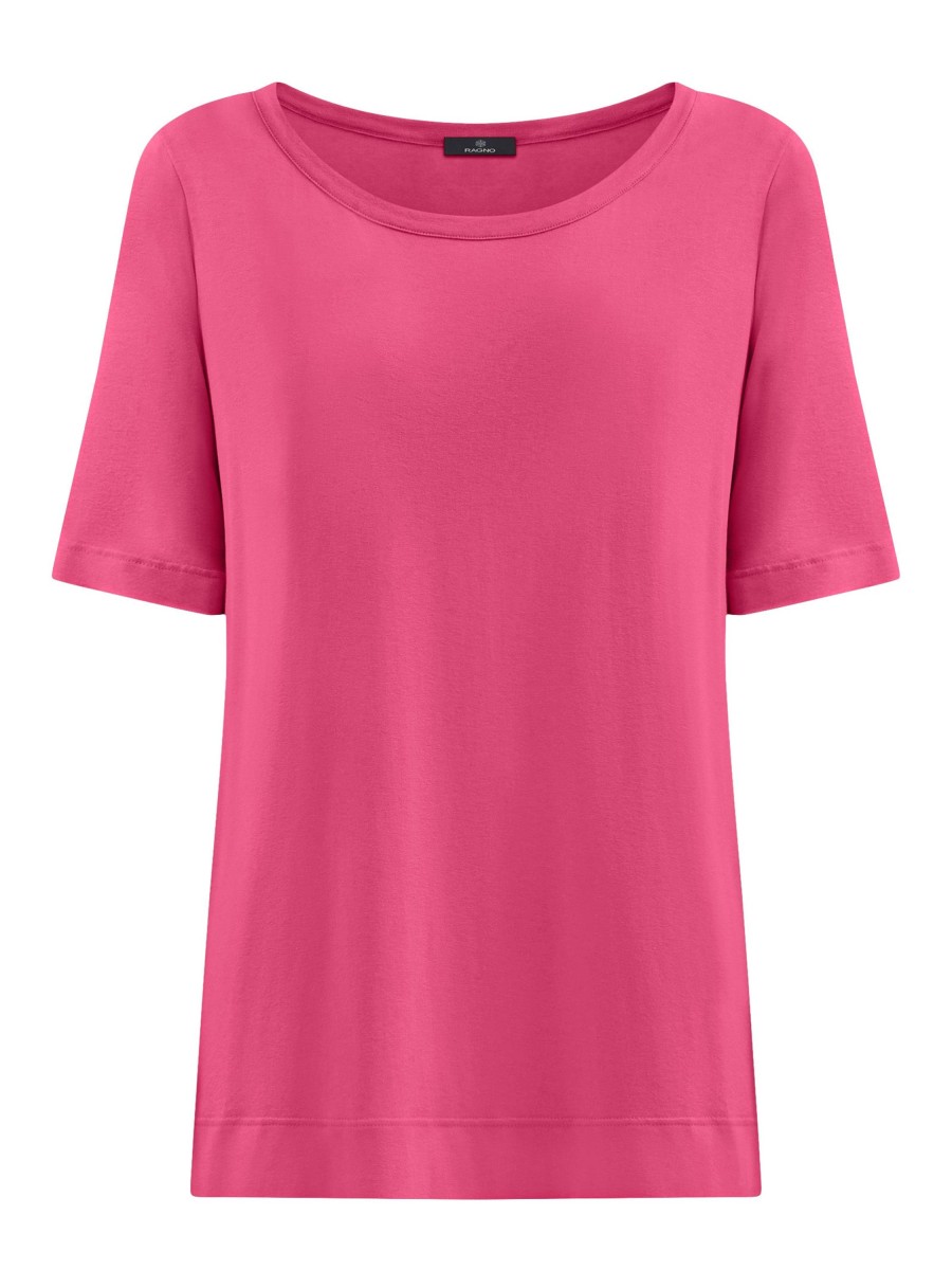 Magliette E T-Shirt | Ragno T-Shirt Girocollo A Manica Corta In Misto Viscosa - Hot Pink