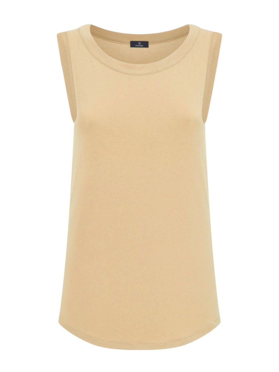 Top E Canotte | Ragno Top In Viscosa Summer - Irish Cream