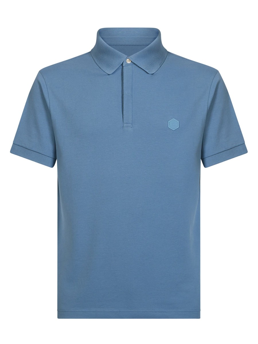 Polo | Ragno Polo In Eco Cotton Piquet Stretch - Coronet Blue