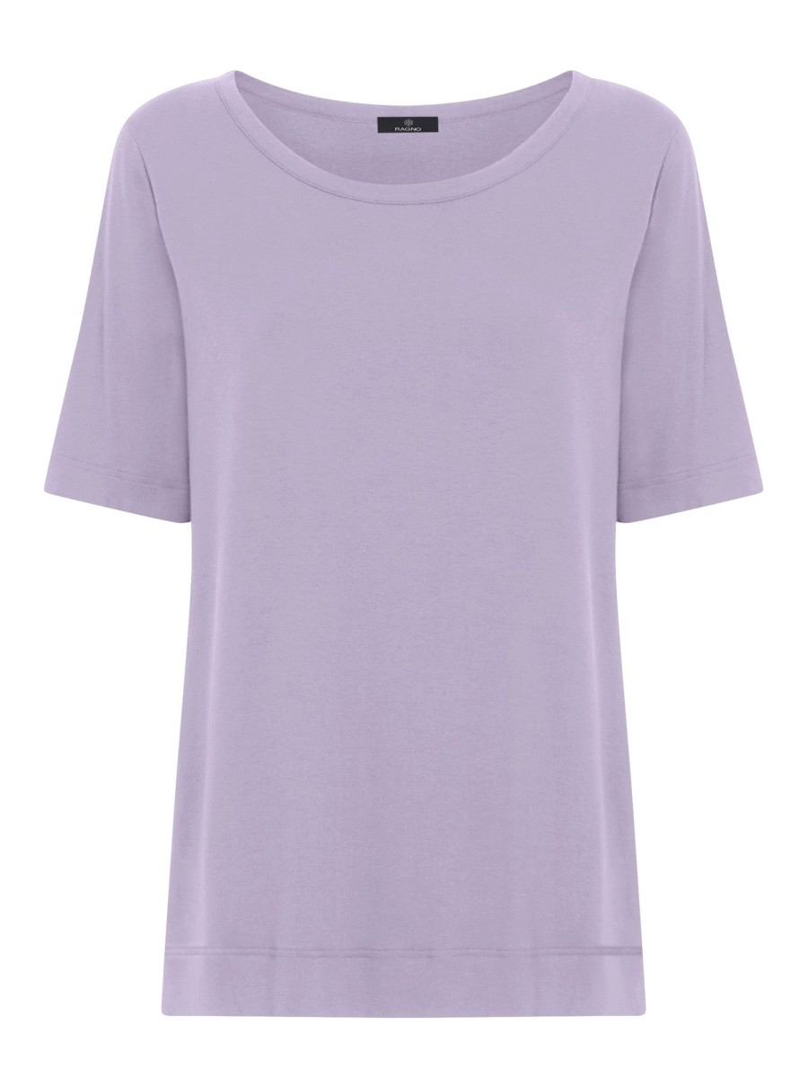 Magliette E T-Shirt | Ragno T-Shirt Girocollo A Manica Corta In Misto Viscosa - Orchid Petal