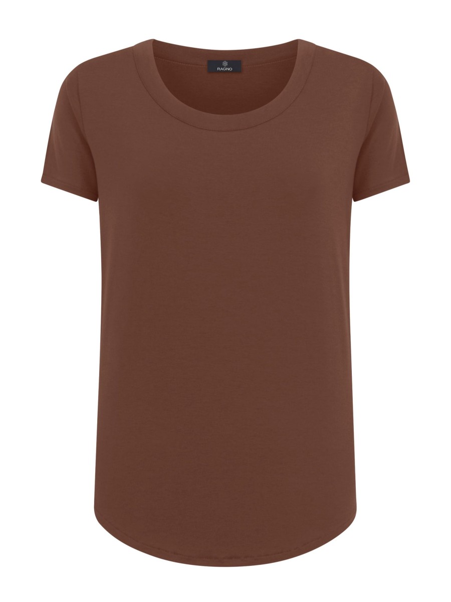 Magliette E T-Shirt | Ragno Maglietta A Manica Corta In Viscosa Summer - Cappuccino