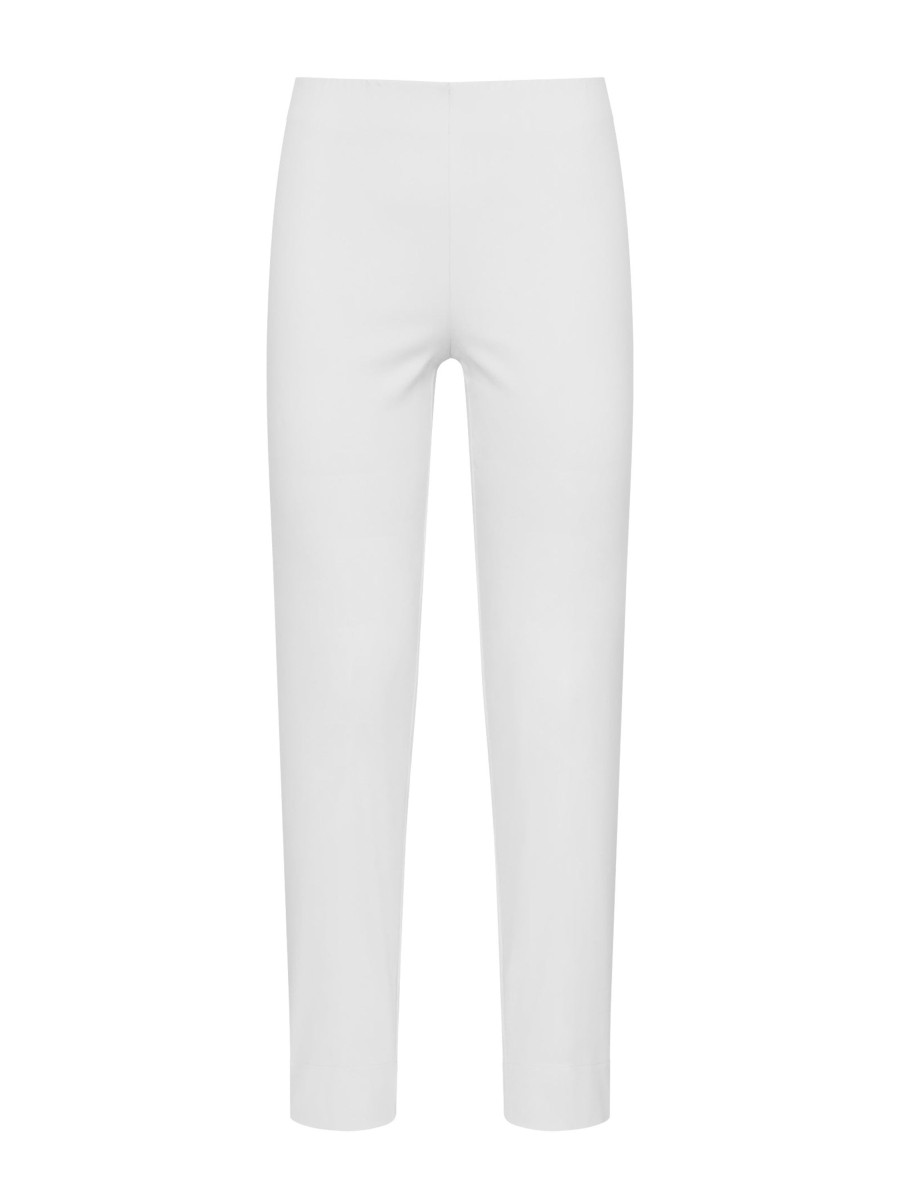 Pantaloni Capri | Ragno Pantalone A Sigaretta In Satin Power - Bianco