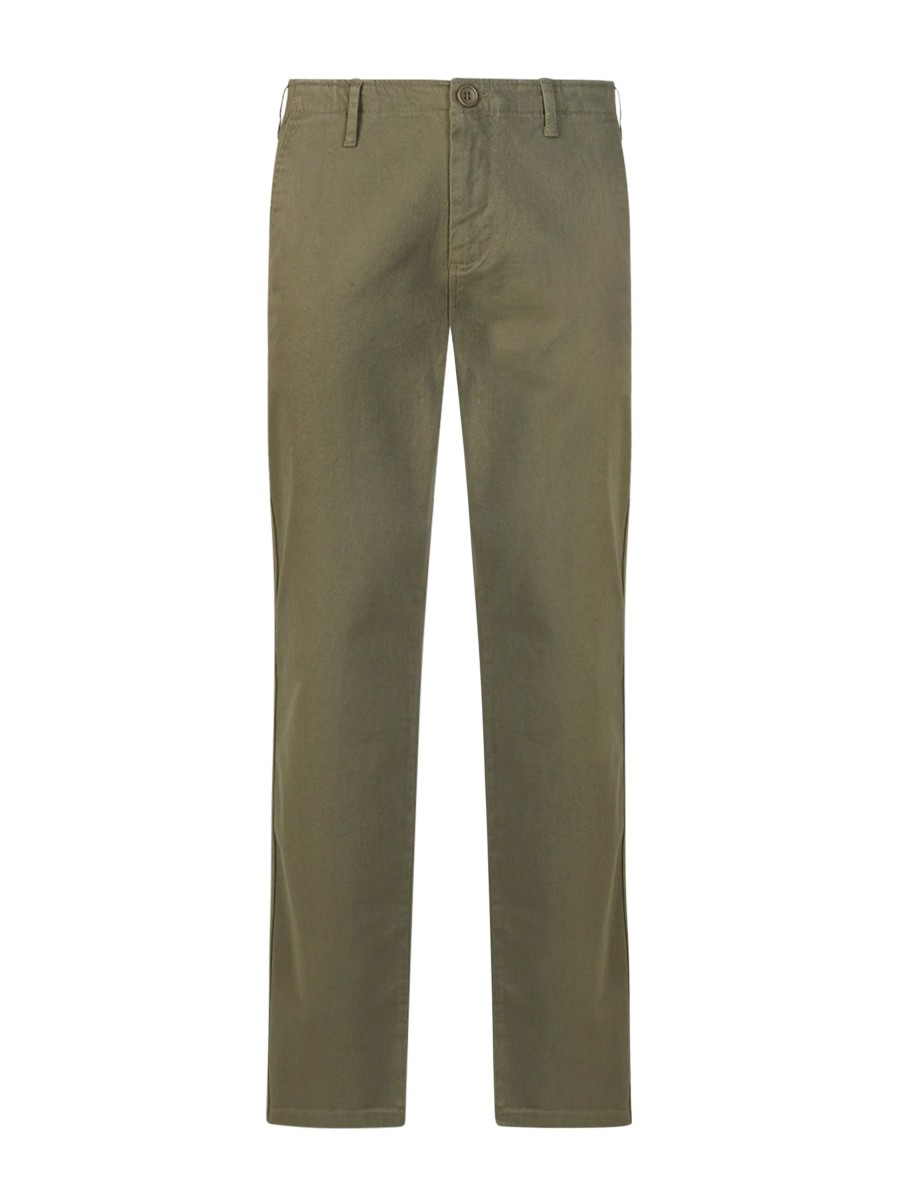 Pantaloni | Ragno Pantalone 5 Tasche In Cotone Elasticizzato Raw - Militare