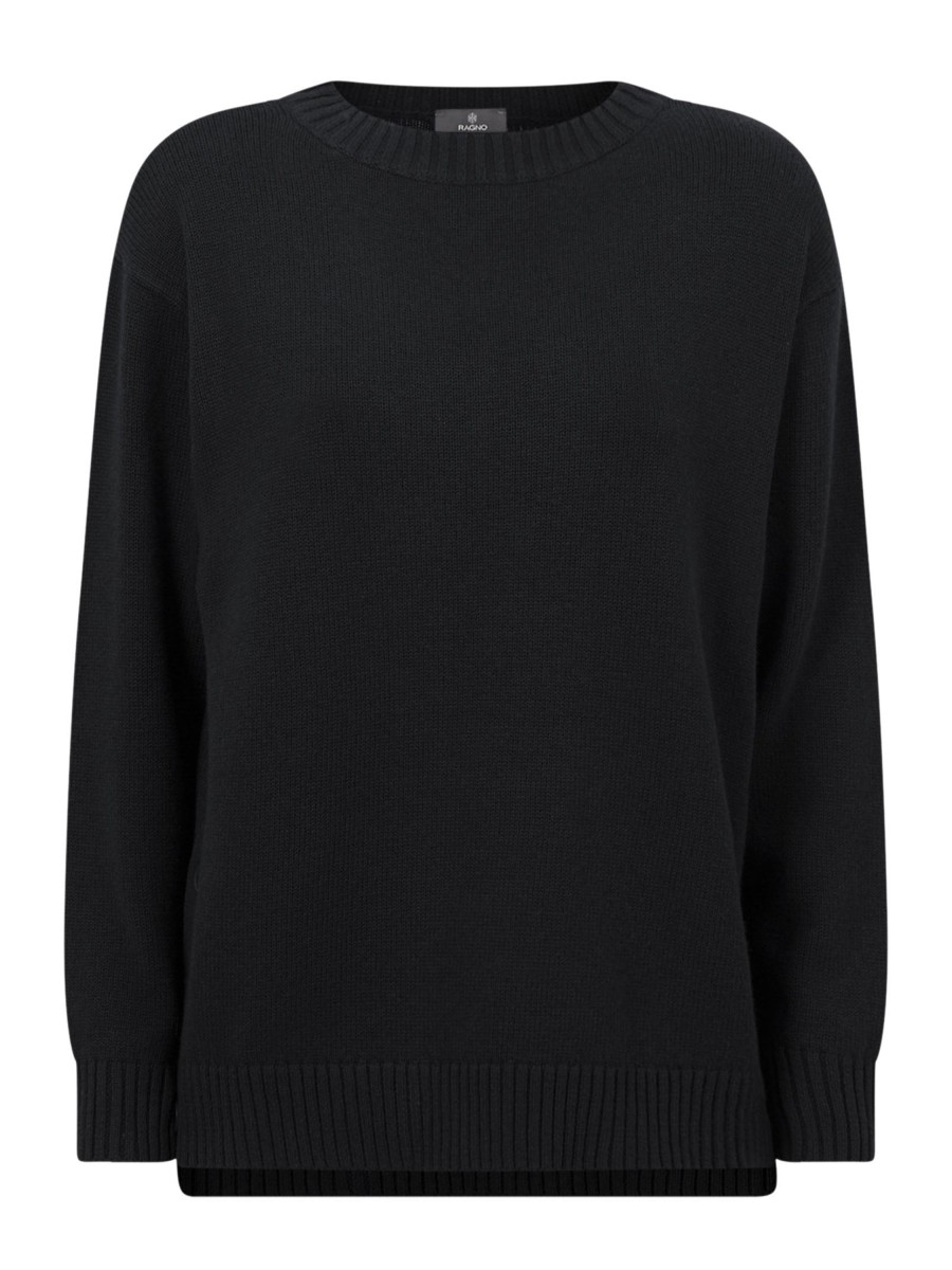 Pullover | Ragno Maglia Girocollo In Filato Nice Wool - Nero