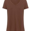 Magliette E T-Shirt | Ragno Maglietta Con Scollo A V In Slub Jersey Di Cotone - Cappuccino