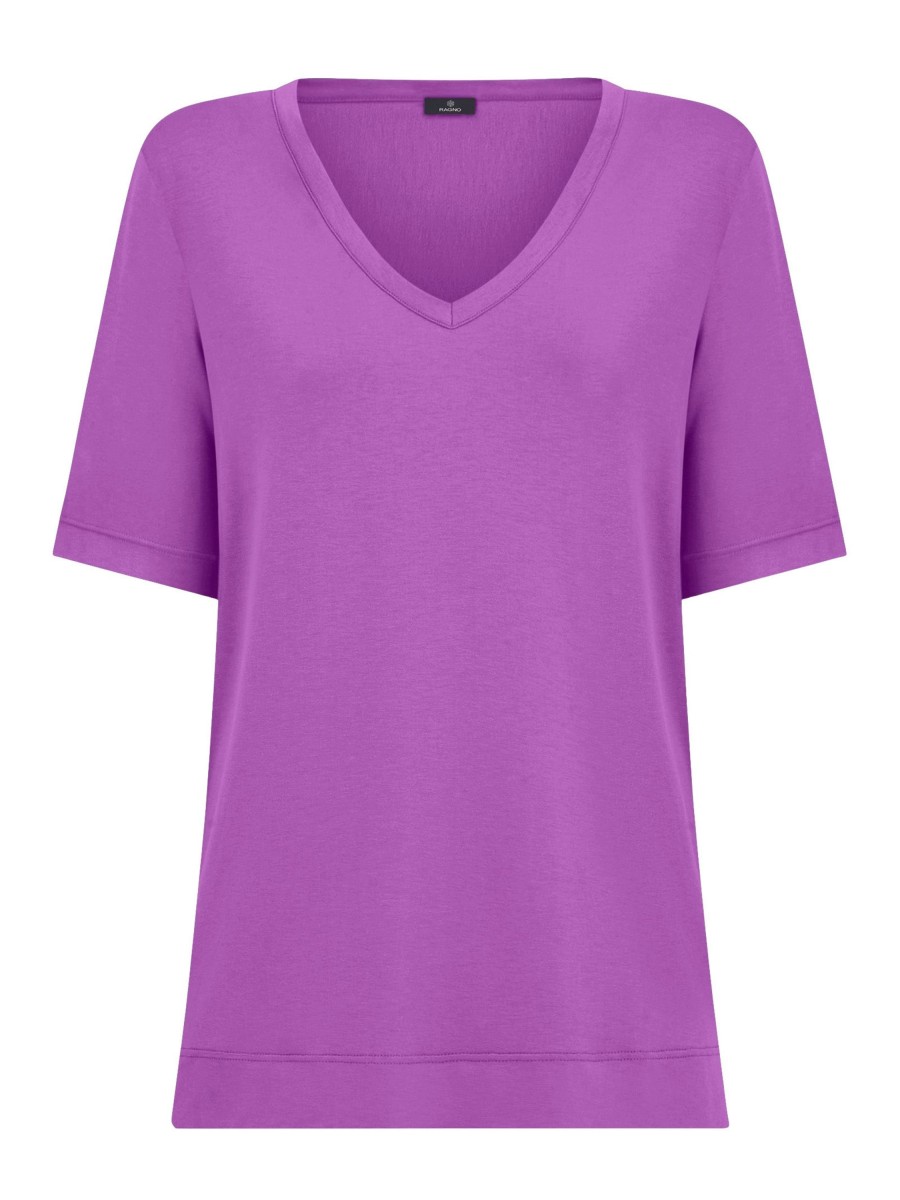 Magliette E T-Shirt | Ragno T-Shirt Con Scollo A V In Misto Viscosa - Dewberry